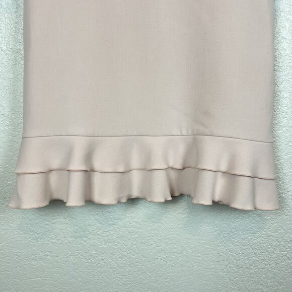 Ann Taylor Pastel Pink Flare 3/4 Sleeve Boat Neck Flounce Hem Sheath Dress Sz 10 - Picture 6 of 12